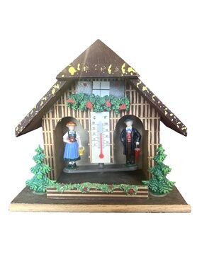 Vintage Toggili German Black Forest Wooden Weather House Hygrometer Cottage Core